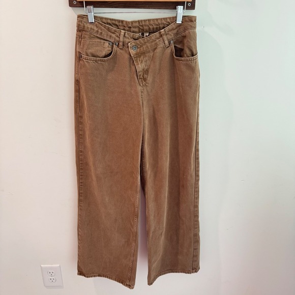 The Ragged Priest Denim - The Ragged Priest Alina Low Rise Baggy Brown Crossover Waist Jeans Size 26